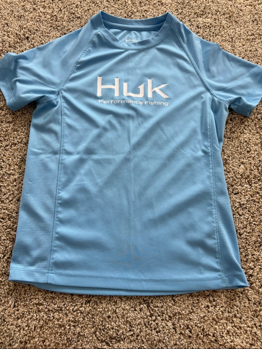 Huk Light Blue Performance Fishing Tee with White Logo